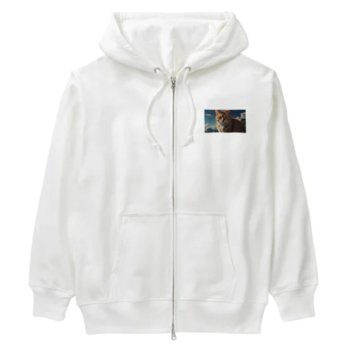 こちらを見つめる猫 Heavyweight Zip Hoodie