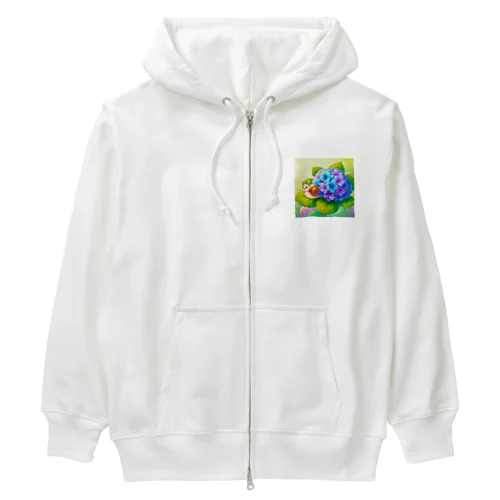 あじさいとカタツムリ　雨上がり Heavyweight Zip Hoodie