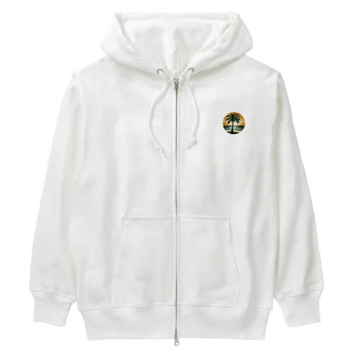 パームツリーと夕陽 Heavyweight Zip Hoodie