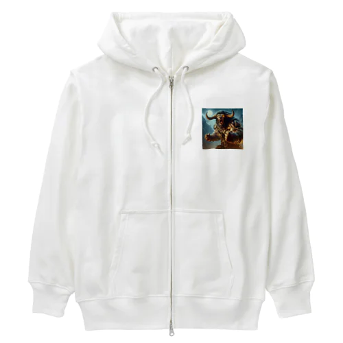 ミノタウロスシリーズ : ハッスル💪ミノくん Heavyweight Zip Hoodie