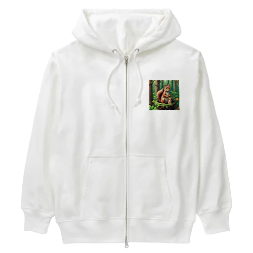 リスの親子 Heavyweight Zip Hoodie