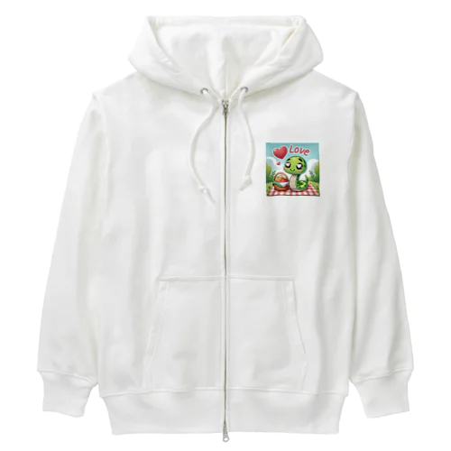 贅沢なピクニックを楽しむ愛らしいヘビ Heavyweight Zip Hoodie