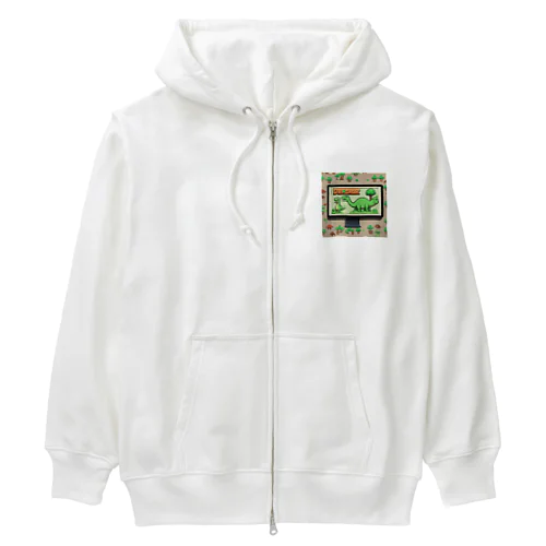 スマホで飼われてる恐竜 Heavyweight Zip Hoodie