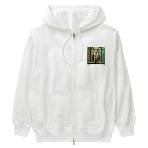 魅力溢れる幸福のフクロウ Heavyweight Zip Hoodie