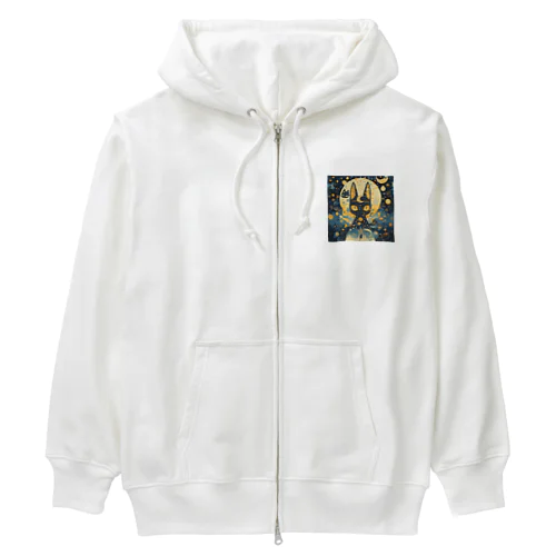 黒猫のルナは考える Heavyweight Zip Hoodie