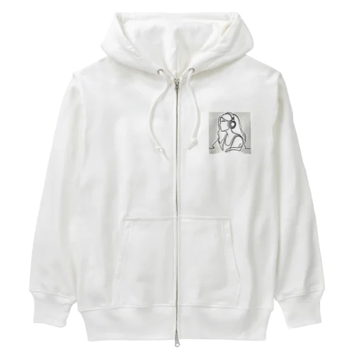 一筆書き風アート12 Heavyweight Zip Hoodie