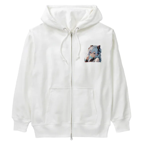 あおにゃん Heavyweight Zip Hoodie