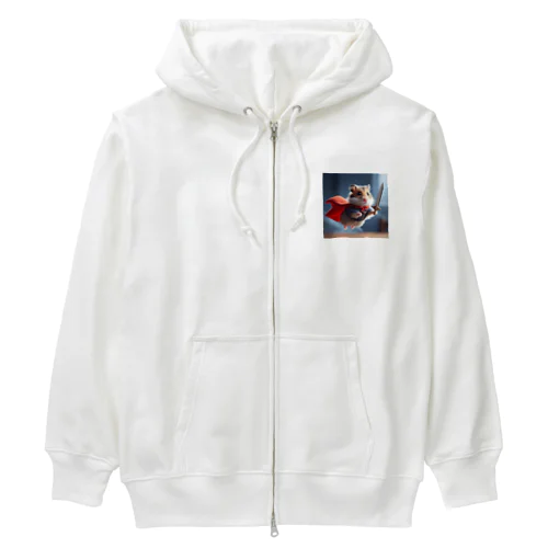 スーパーハムスター（リアル背景あり） Heavyweight Zip Hoodie