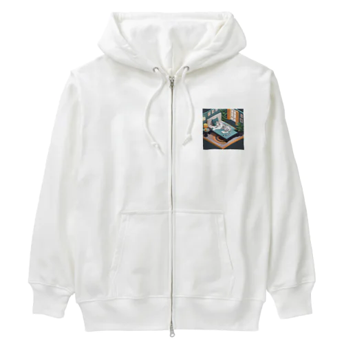 ホワイトタイガーのリラックスタイム Heavyweight Zip Hoodie