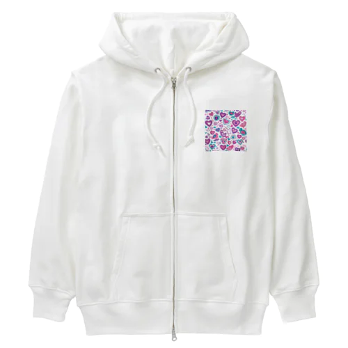 ハート　ピンク　赤　紫　水色　可愛い　鳥 Heavyweight Zip Hoodie