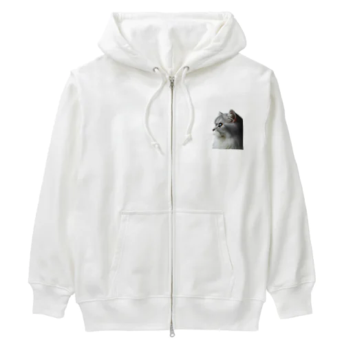 愛らしいネコの横顔 Heavyweight Zip Hoodie