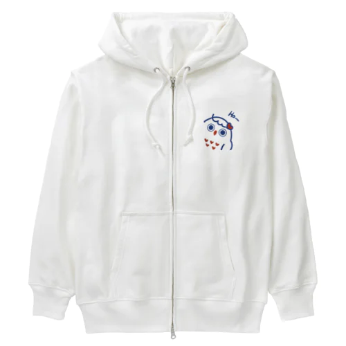 レトロカラーのふくろうHO- Heavyweight Zip Hoodie