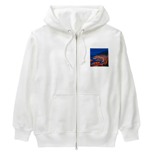 【絶景ピクセルアート】モナコの夜景 Heavyweight Zip Hoodie