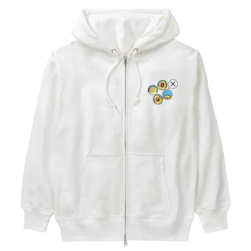 オカメインコばつ×【まめるりはことり】 Heavyweight Zip Hoodie