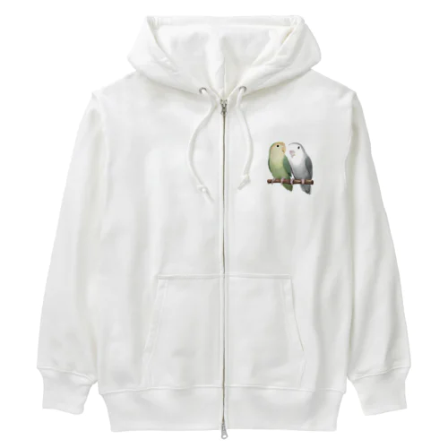 コザクラインコ　モーブとオリーブ【まめるりはことり】 Heavyweight Zip Hoodie