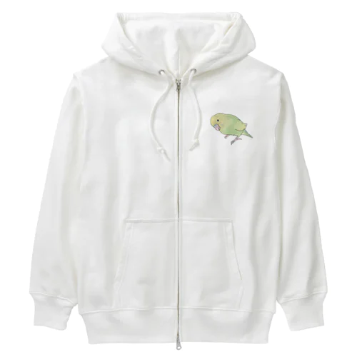 首傾げ　スパングルセキセイインコちゃん【まめるりはことり】 Heavyweight Zip Hoodie