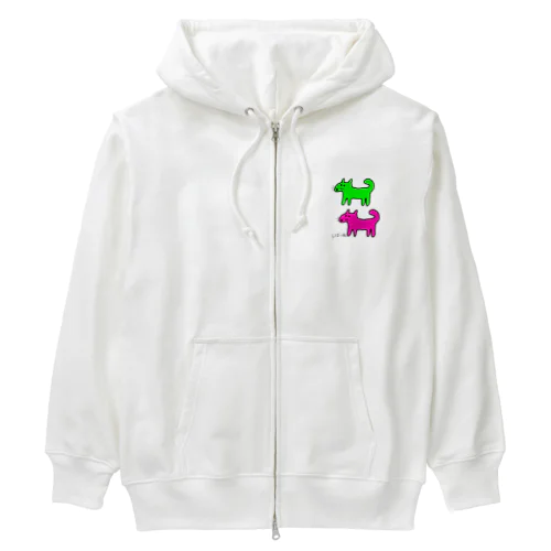 しばいぬさんたち(ピンクと黄緑)柴犬さんたち Heavyweight Zip Hoodie