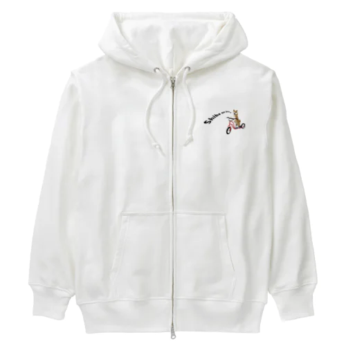 キックボードに乗った柴犬 Heavyweight Zip Hoodie