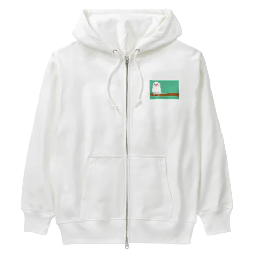 ポチャ白文鳥ちゃん　ワイド版 Heavyweight Zip Hoodie