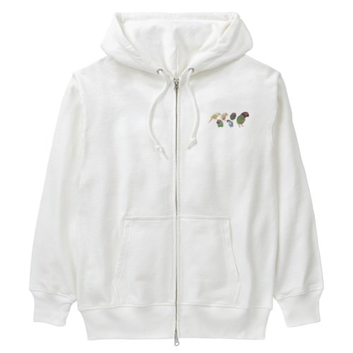 あつまれウロコインコちゃん【まめるりはことり】 Heavyweight Zip Hoodie