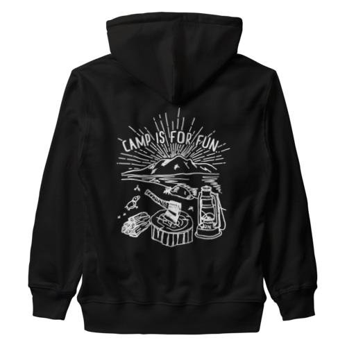 キャンプは楽しむもの01(白文字) Heavyweight Zip Hoodie