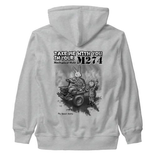 うさぎとねこ　US M274に乗せて！ Heavyweight Zip Hoodie