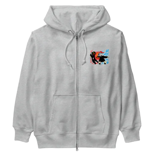 むてきんぐVS架空請求業者（熱い戦い）ヘビーウェイトジップパーカー（表のみ） Heavyweight Zip Hoodie