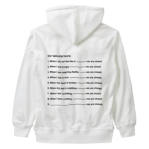 Opening Hours (Black & White) Heavyweight Zip Hoodie