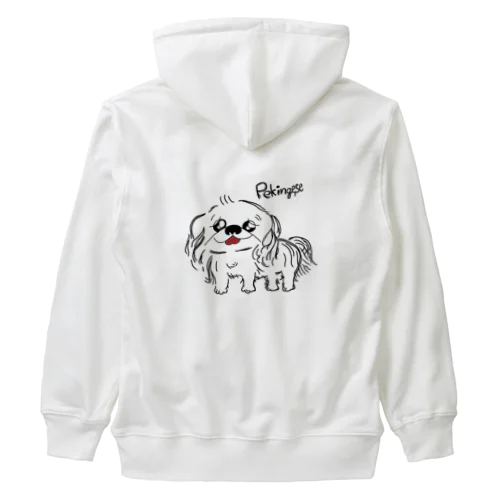 笑うペキニーズ(白) Heavyweight Zip Hoodie