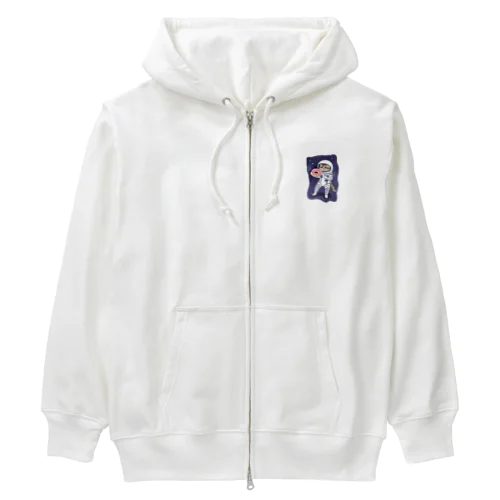 宇宙でドーナツを食べる猫 Heavyweight Zip Hoodie