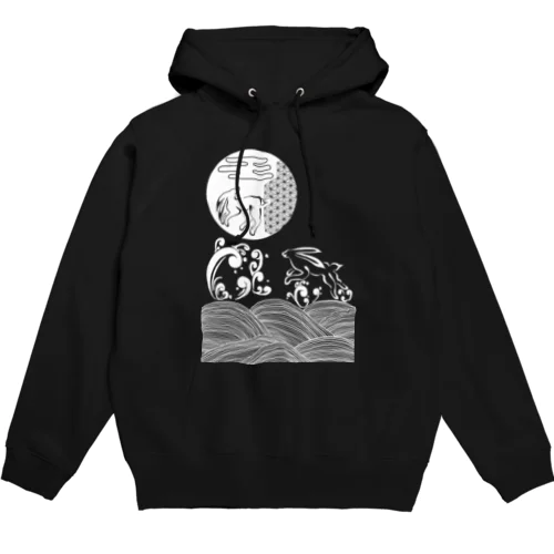 月夜に跳ねる(白) Hoodie