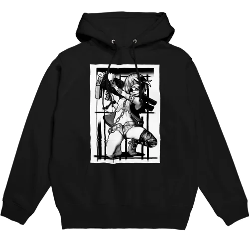 ランチャーガール（モノクロ） Hoodie