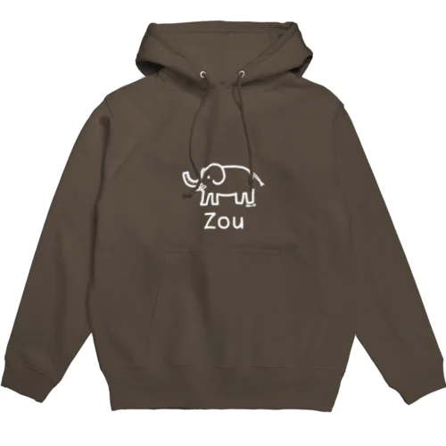 Zou (ゾウ) 白デザイン パーカー