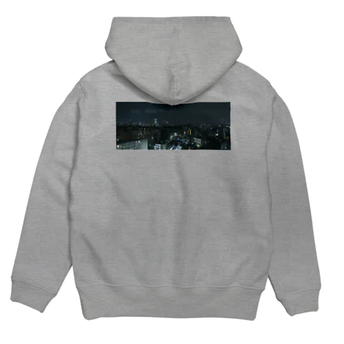 TENRIVER_FILM　応援グッズ　夜の街　背面プリント　前面ロゴ Hoodie