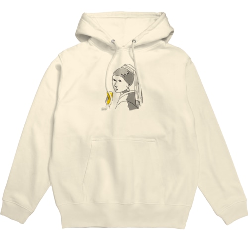 名画 × BEER（真珠の耳飾りの少女）黒線画 *文字なしver. Hoodie