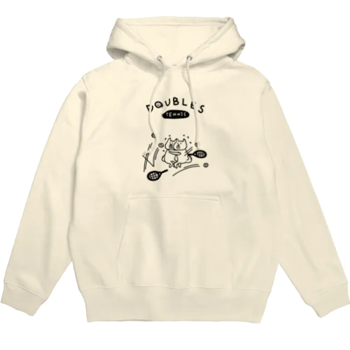 テニス　ダブルスに挑むイヌ Hoodie