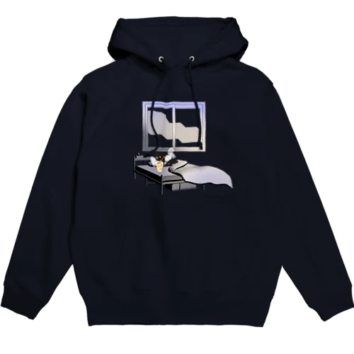 モフ黒猫～深夜カップラーメン～ Hoodie