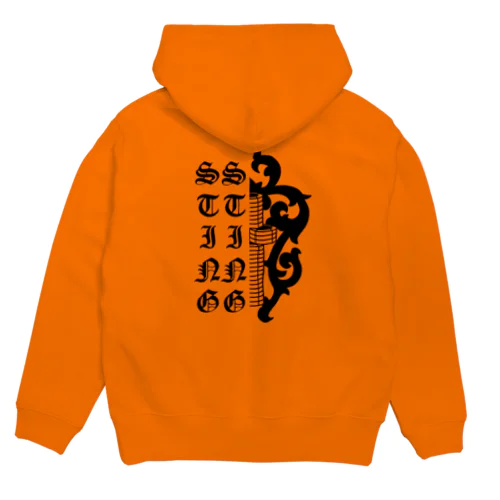 sting sting.Flame Cross logo(BLK) Hoodie