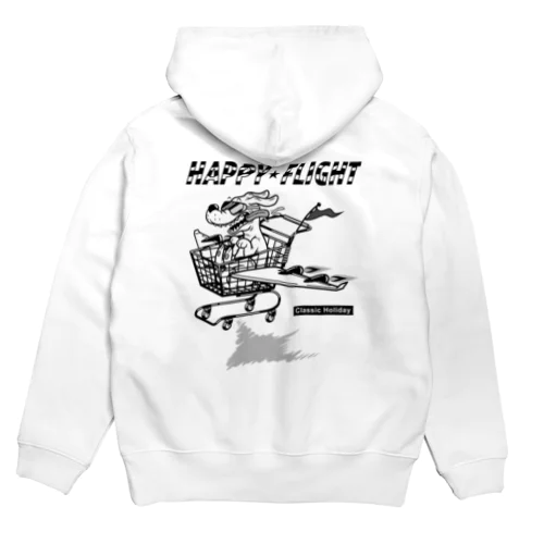 happy dog -happy flight- (black ink) パーカー