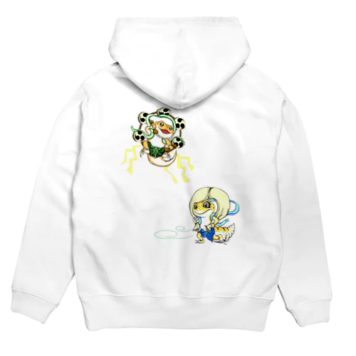 雷神フトアゴちゃん・風神レオパちゃんコンビバックプリント Hoodie