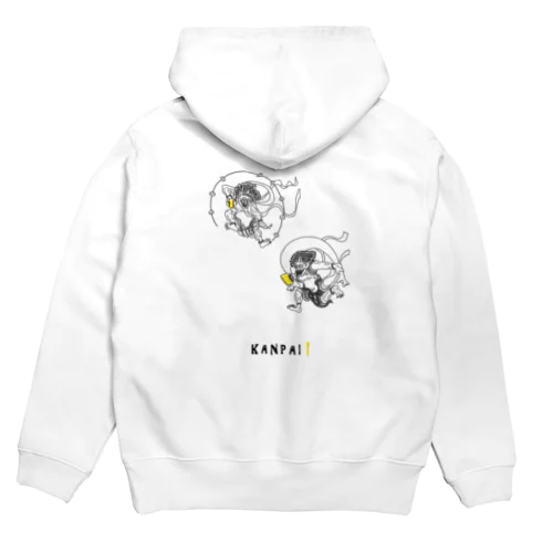 名画 × BEER（風神雷神）黒線画 Hoodie