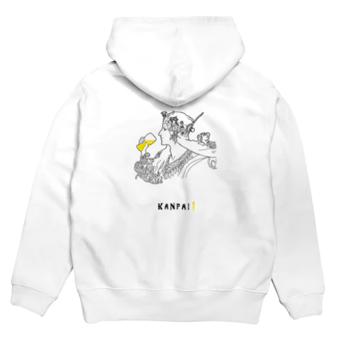 名画 × BEER（ミュシャ）黒線画 Hoodie