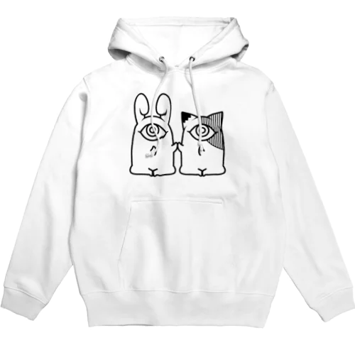 呪いたい三毛猫と兎 Hoodie