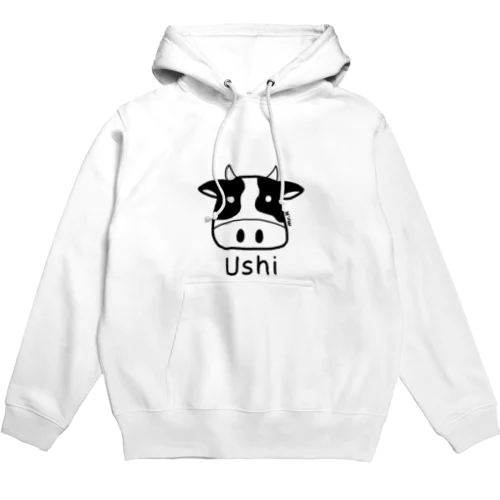 Ushi (牛) 黒デザイン パーカー