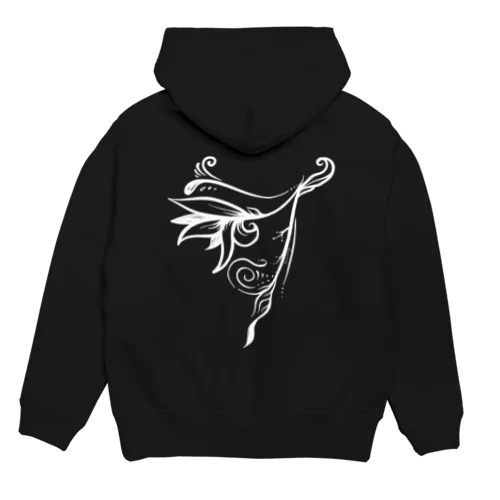 【Hi,mighty me】イディスの羽 タトゥーデザイン 白プリント Hoodie