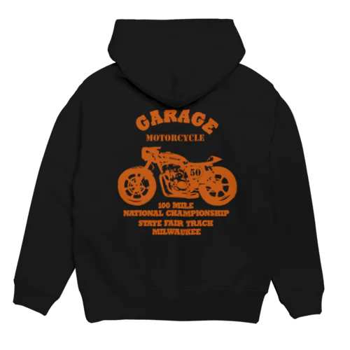 武骨なバイクデザイン orange(前後pt） Hoodie