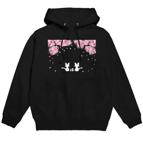 桜と白ねこ親子 Hoodie