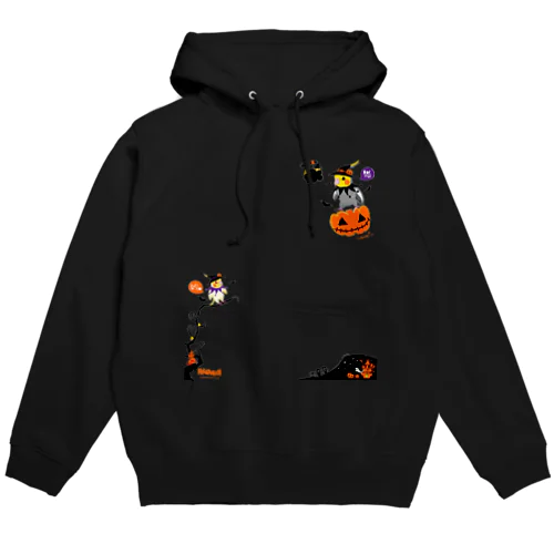 Flying Pumpkin オカメインコのハロウィン 大きめワンポイント系 0461 Hoodie