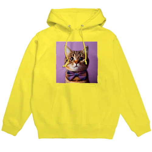 お洒落な猫ちゃん（蝶ネクタイシリーズ01） Hoodie