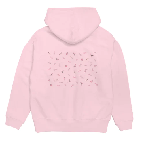 白猫とかわいいモノたち　ピンク Hoodie